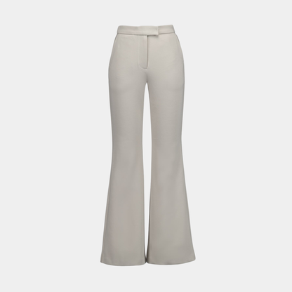 Gray-beige flared pants on a white background