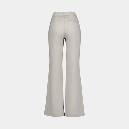 Gray-beige flared pants on a white background